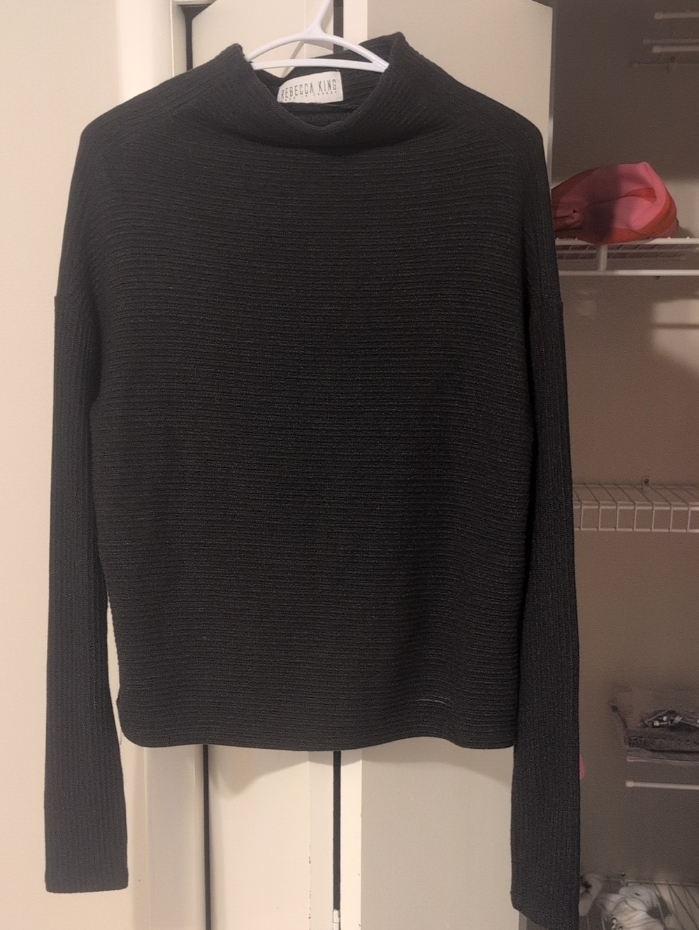 Black Ribbed Cowl Neck Sweater